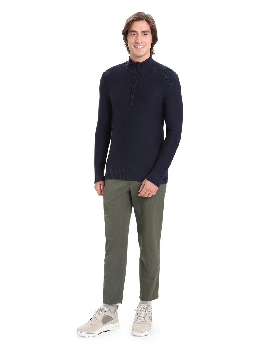 Icebreaker Merino Waypoint Long Sleeve Half Zip Top Férfi Kapucnis Pulóver Sötétkék | HU 1253AHKP